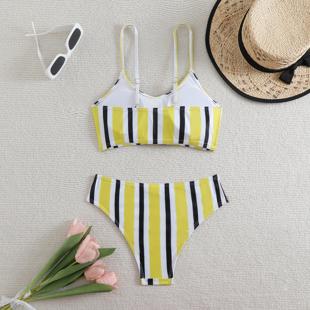 Damen Bandeau-Bikini mit verstellbaren Trägern und Knoten-Detail Drune