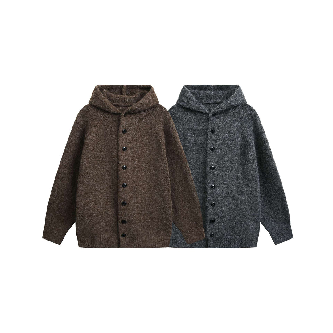 Damen Wollmix‑Cape‑Cardigan mit Kapuze, Knopfleiste und Raglanärmeln Drune