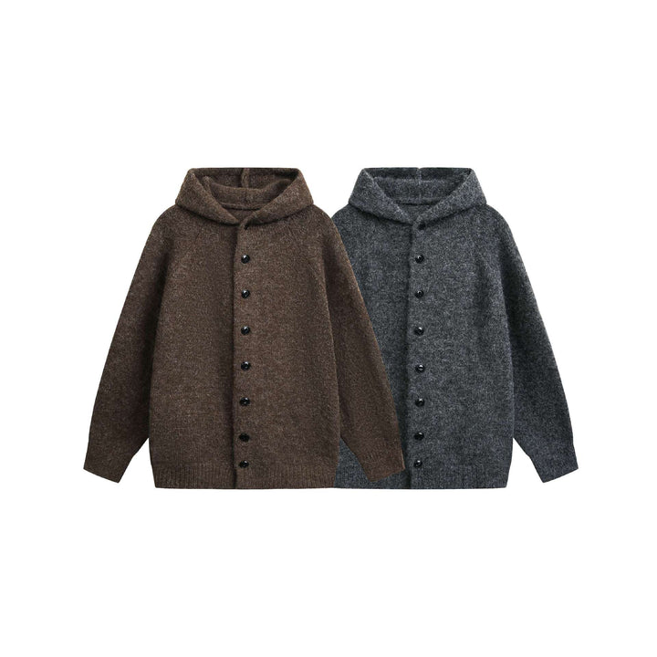 Damen Wollmix‑Cape‑Cardigan mit Kapuze, Knopfleiste und Raglanärmeln Drune