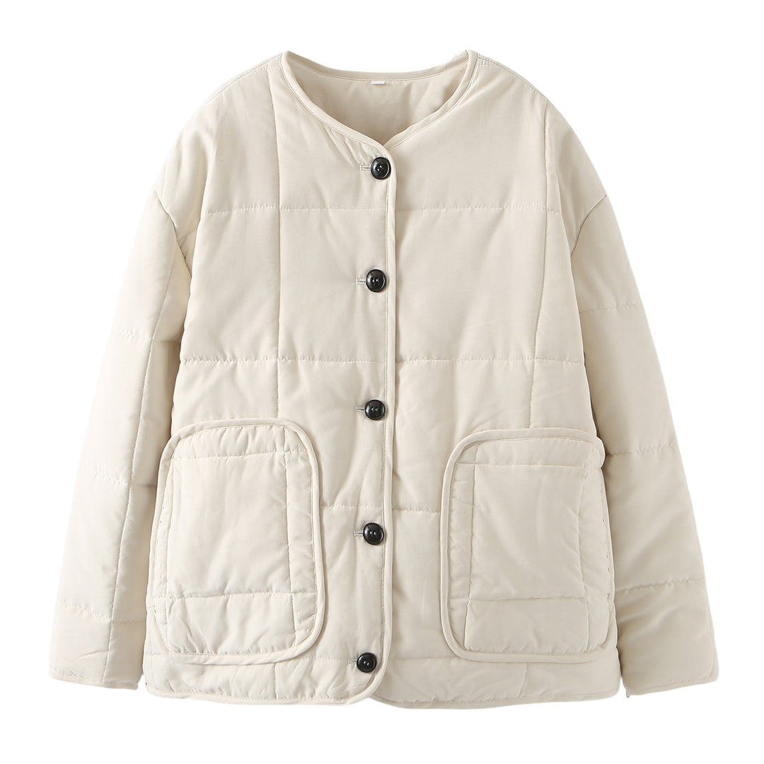 Damen nan gesteppte Kurzjacke mit Rundhalsausschnitt, großen Pattentaschen und leichter Thermofütterung Drune