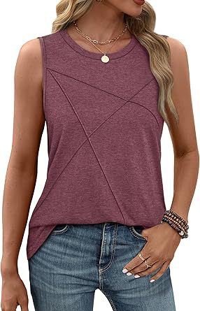 Damen ärmelloses T-Shirt mit modernem geometrischen Design Drune