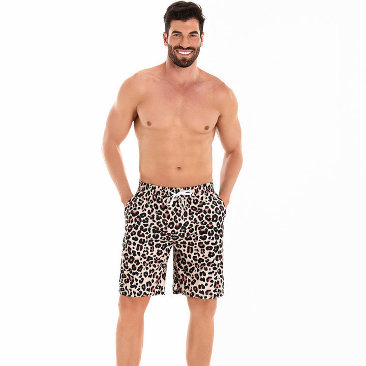 Herren Badeshorts mit trendigem Leopardenmuster und leichtem, schnelltrocknendem Material Drune