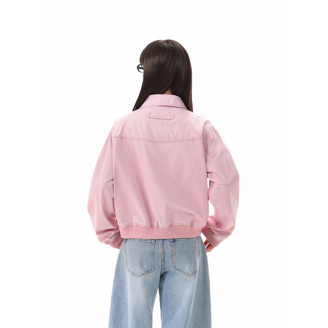 Damen Kurz geschnittene Boxy-Blousonjacke aus Baumwollmix mit Pattentaschen und durchgehendem Reißverschluss Drune