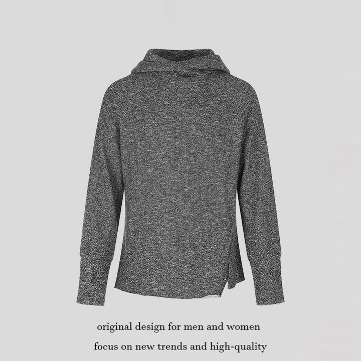 Damen Pullover‑Hoodie mit feinem Strukturstrick, seitlichen Schlitzen und verlängerten Bündchen Drune