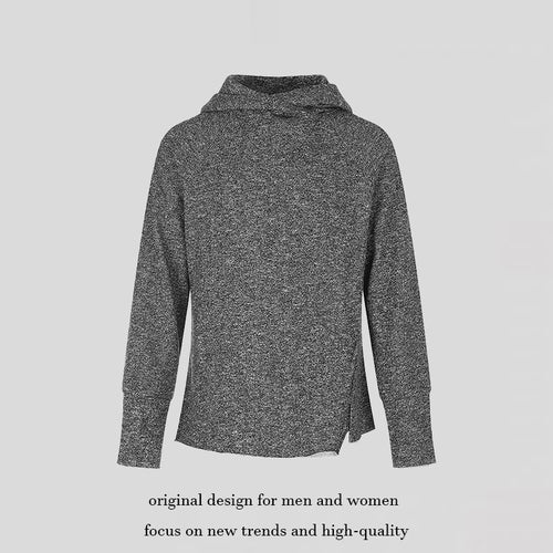 Damen Pullover‑Hoodie mit feinem Strukturstrick, seitlichen Schlitzen und verlängerten Bündchen Drune