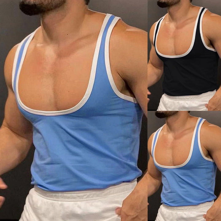 Herren nan sportliches ärmelloses Muskelshirt mit Kontrastbesatz Drune
