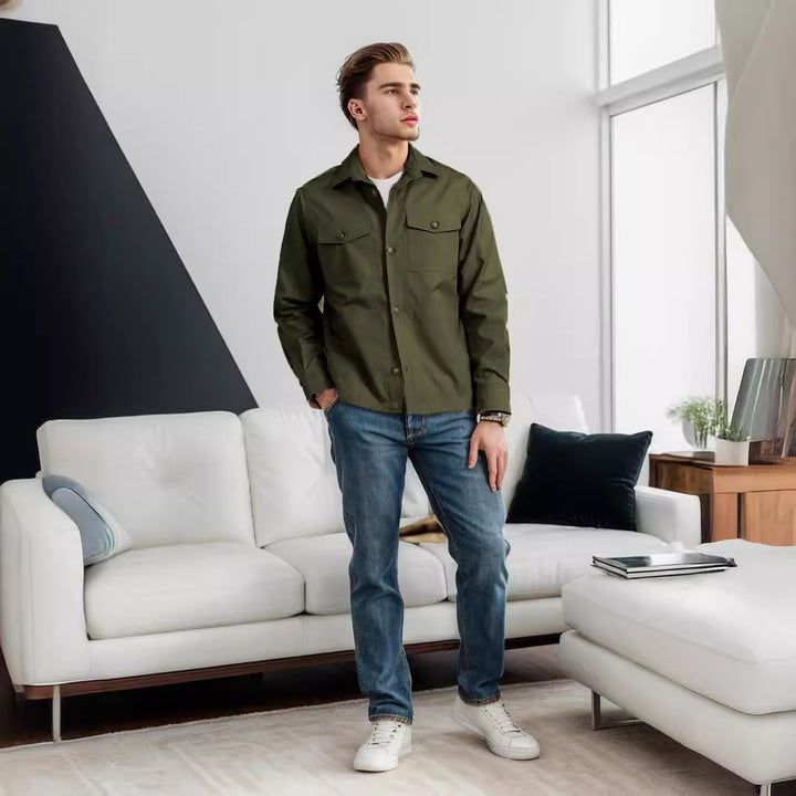 Herren lässige Utility-Jacke mit praktischen Klappentaschen und modernem Schnitt Drune