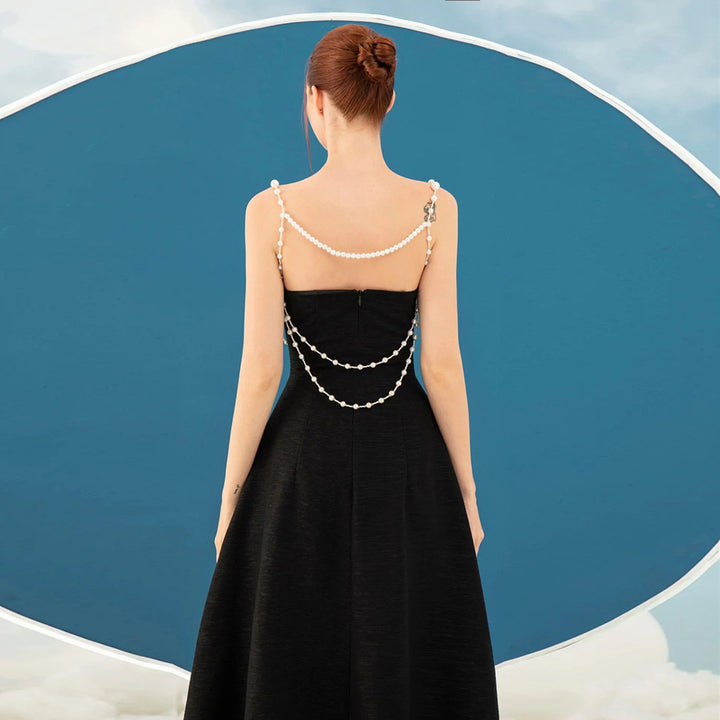 Damen Elegantes Vintage-Kleid mit Perlenverzierung Drune