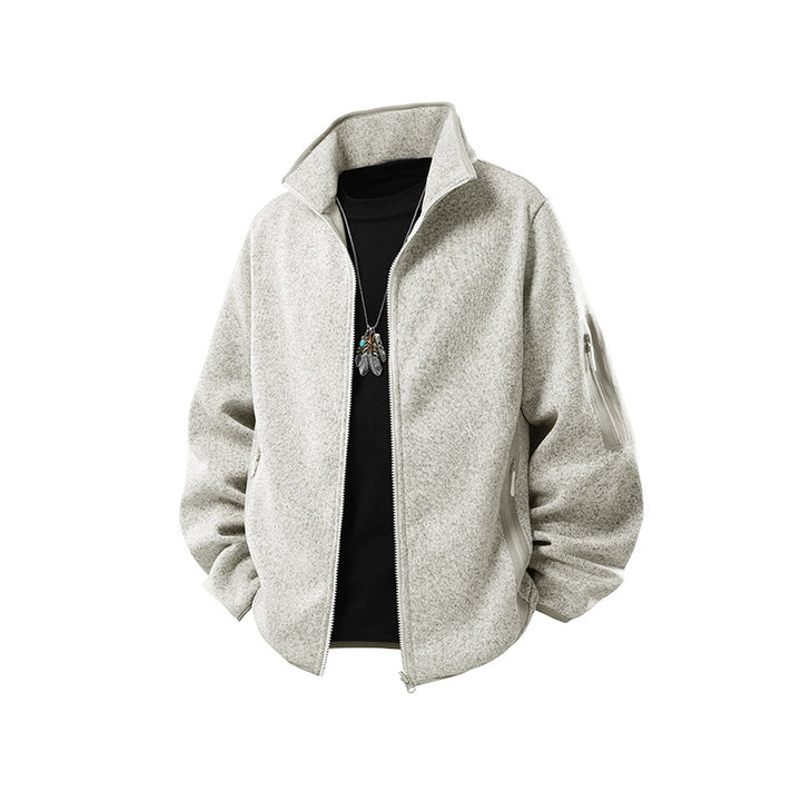 Herren Fleecejacke mit Stehkragen, verdecktem Zwei-Wege-Reißverschluss und wasserabweisenden Utility-Einsätzen Drune