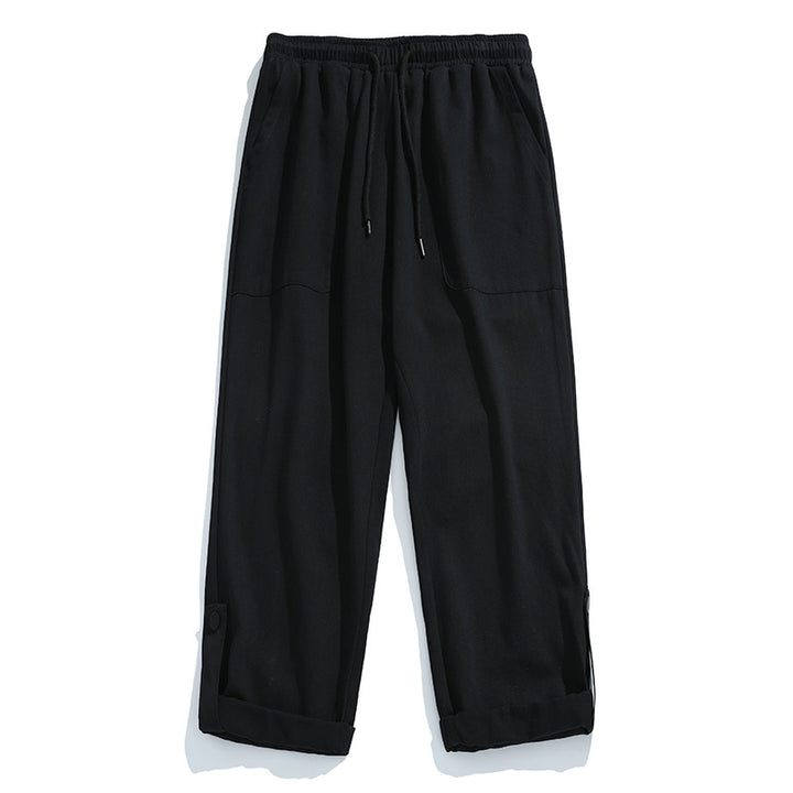 Unisex Locker geschnittene Baumwollmix-Freizeithose mit elastischem Bund, Tunnelzug und aufgesetzten Taschen Drune