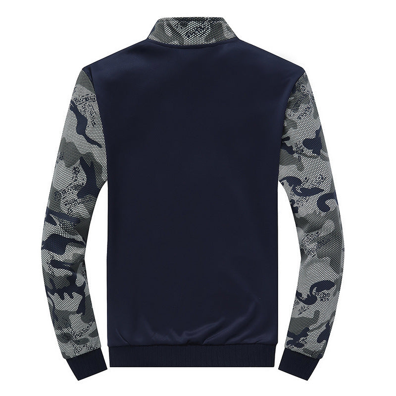 Herren Moderner Trainingsanzug im Camouflage Mesh Mix mit Stehkragen und Kordelbund Drune