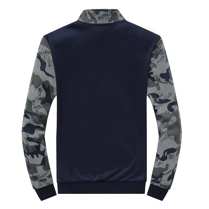 Herren Moderner Trainingsanzug im Camouflage Mesh Mix mit Stehkragen und Kordelbund Drune