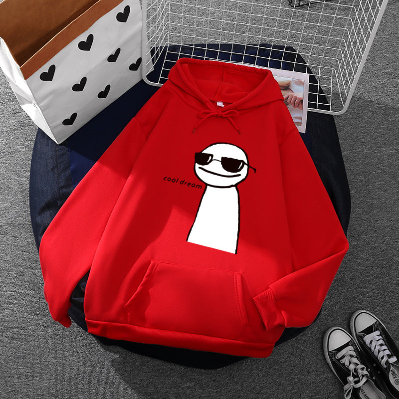 Damen nan Kapuzenpullover mit minimalistischer Grafik, lockerer Oversize-Passform und Kängurutasche Drune
