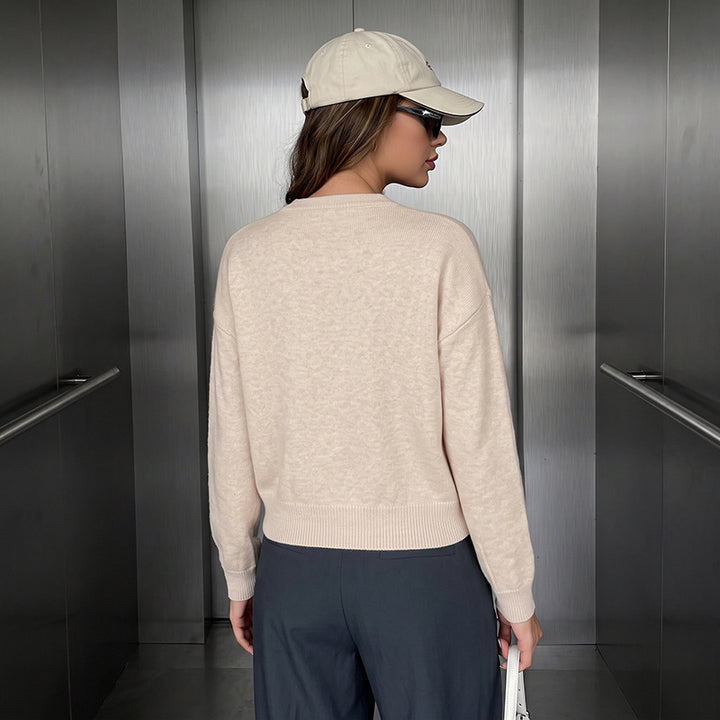 Damen Modischer Strickpullover mit Knöpfen Drune