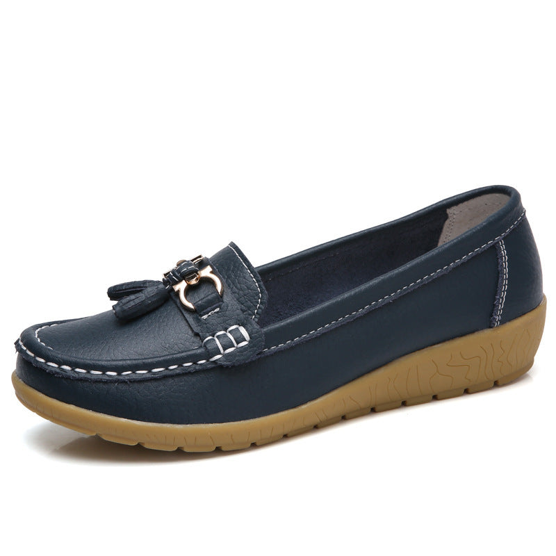 Damen Mokassins mit ornamentaler Schnalle und weicher Sohle Drune
