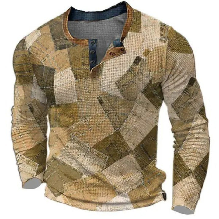 Herren Sportliches Langarmshirt mit Knopfleiste Drune