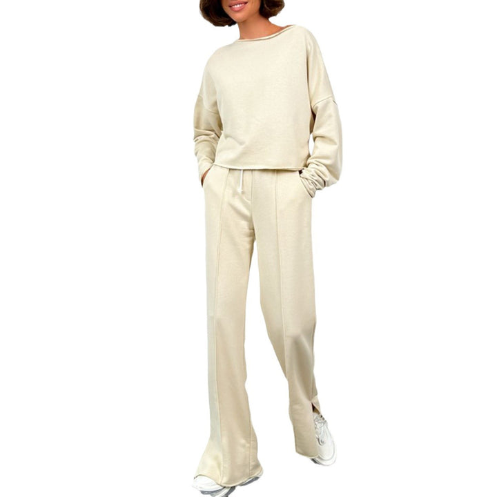 Damen lässiger Sweatshirt und weite Hose im entspannten Stil