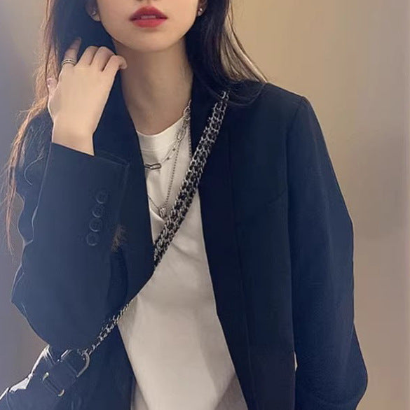 Damen Eleganter Kurzblazer mit subtiler Struktur Drune