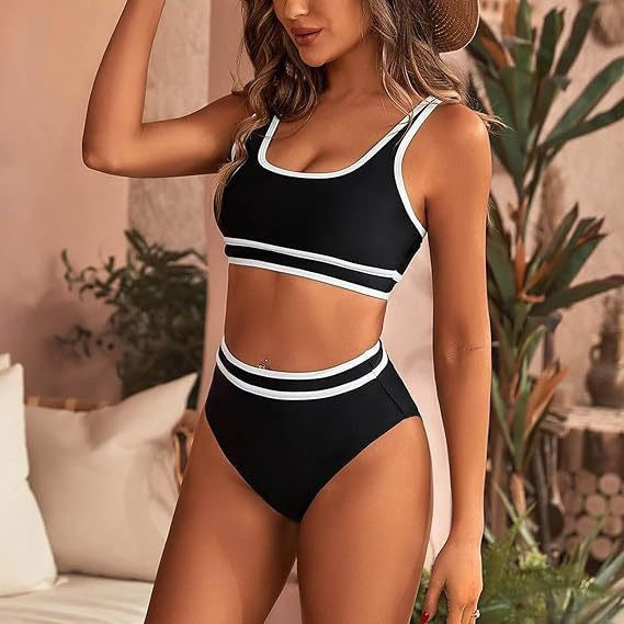 Damen Sportives Bikini-Set mit hohem Bund Drune