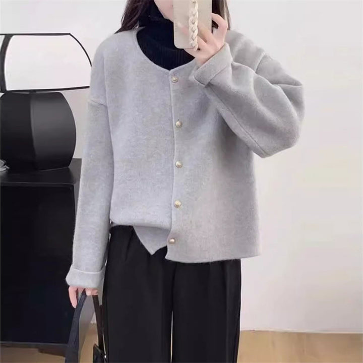 Damen kuscheliger Strickcardigan mit edlen Knöpfen und weitem Schnitt Drune
