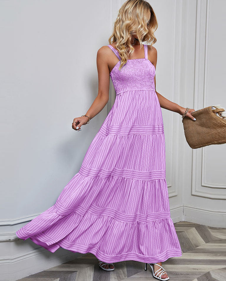 Damen Sommermaxikleid mit gerafftem Oberteil und asymmetrischem Saum Drune