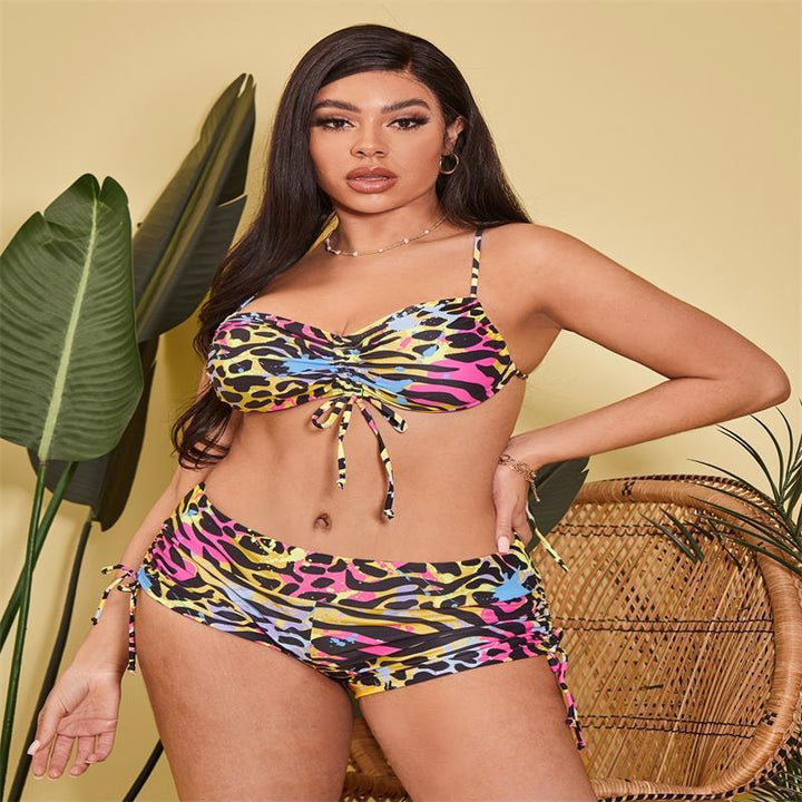 Damen Bikiniset mit raffinierter Schnürung und tierischem Print Drune