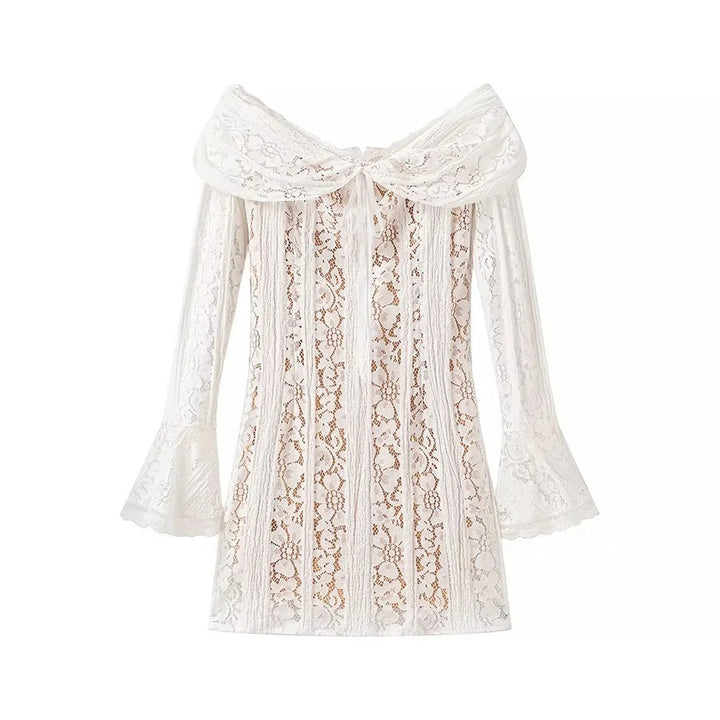Damen 300+ Maxikleid aus Spitze mit Carmen‑Ausschnitt, ausgestellten Glockenärmeln und figurumspielender Silhouette Drune
