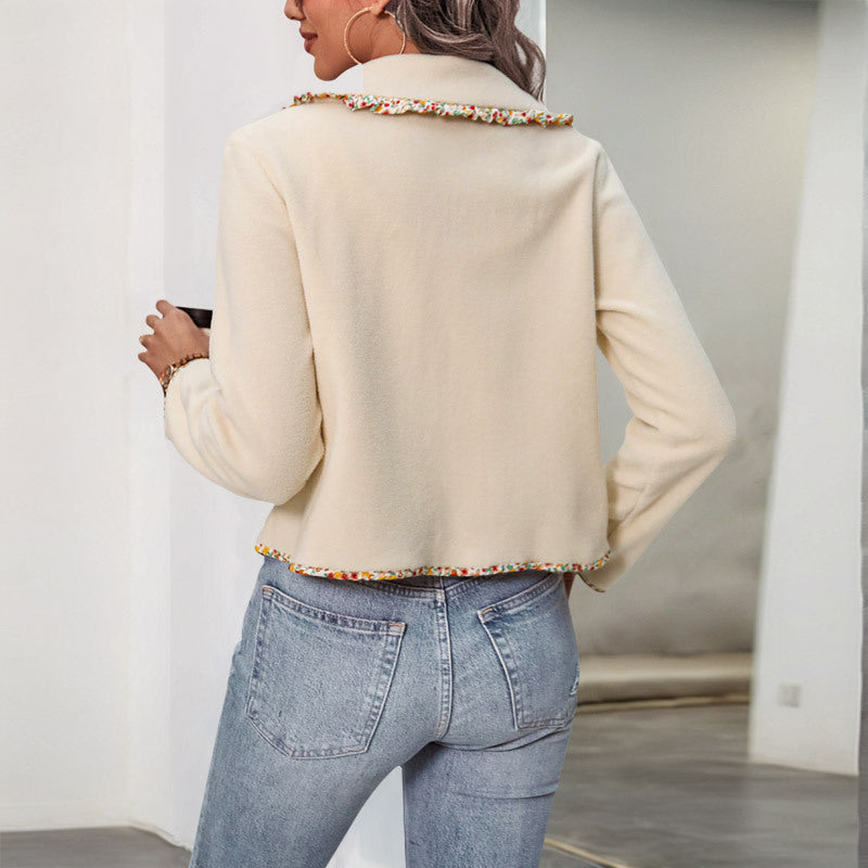Damen Kurzjacke im Cardigan-Stil mit Zierborte, kastiger Passform und Hornoptik-Knöpfen Drune