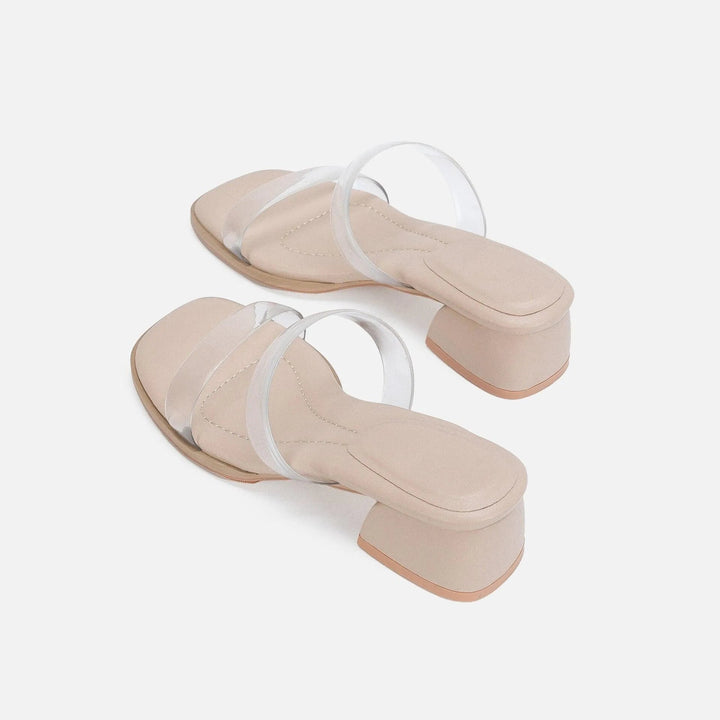 Drune | Damen Sandalen mit mittelhohem Absatz transparent