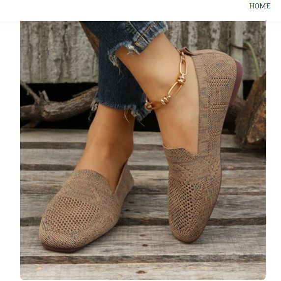 Damen Atmungsaktive Gestrickte Hineinschlüpfschuhe mit Flexibler Laufsohle Drune