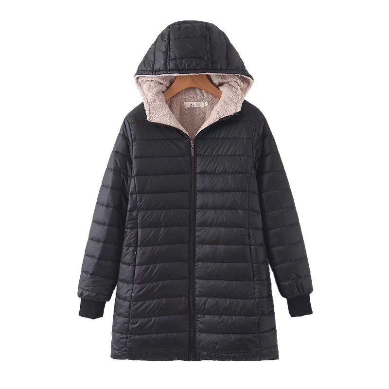 Damen Gefütterte Steppjacke mit Kapuze und Teddyfutter Drune