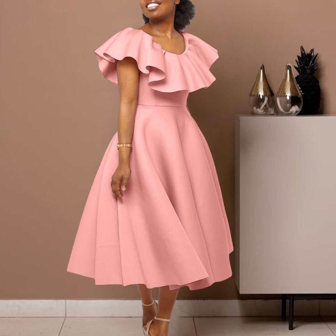Damen Midikleid mit elegantem Volant und tailliertem Schnitt Drune