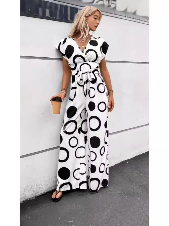 Damen Eleganter Jumpsuit mit stilvollem grafischen Muster Drune