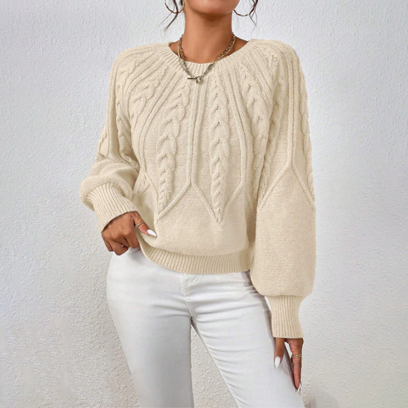 Damen Grobstrickpullover mit detailverliebtem Zopfmuster und weitem Schnitt Drune