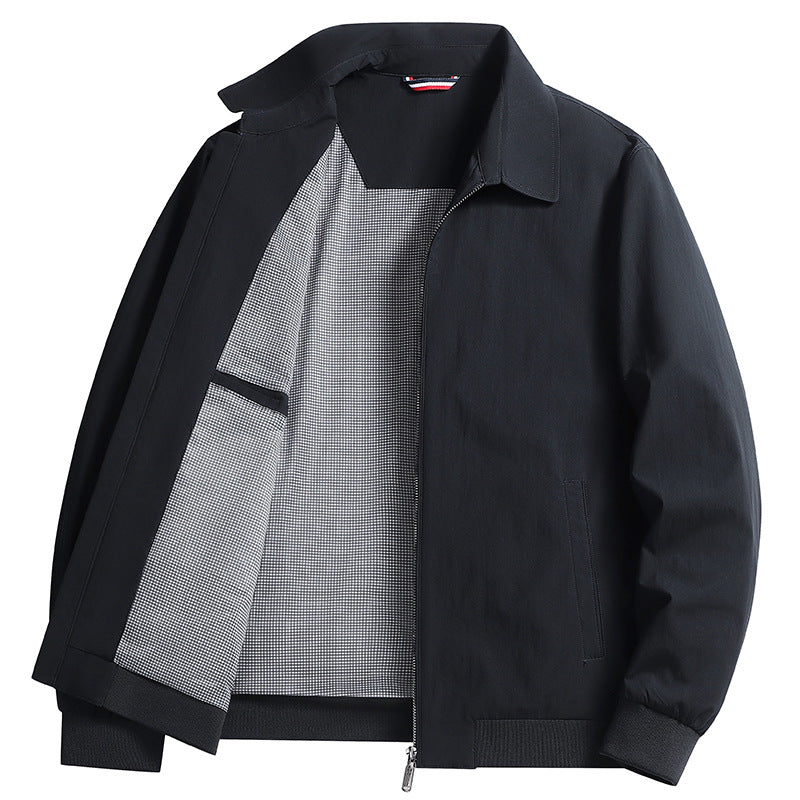 Herren Leichte Windjacke mit kariertem Innenfutter, durchgehendem Reißverschluss und Rippbündchen Drune