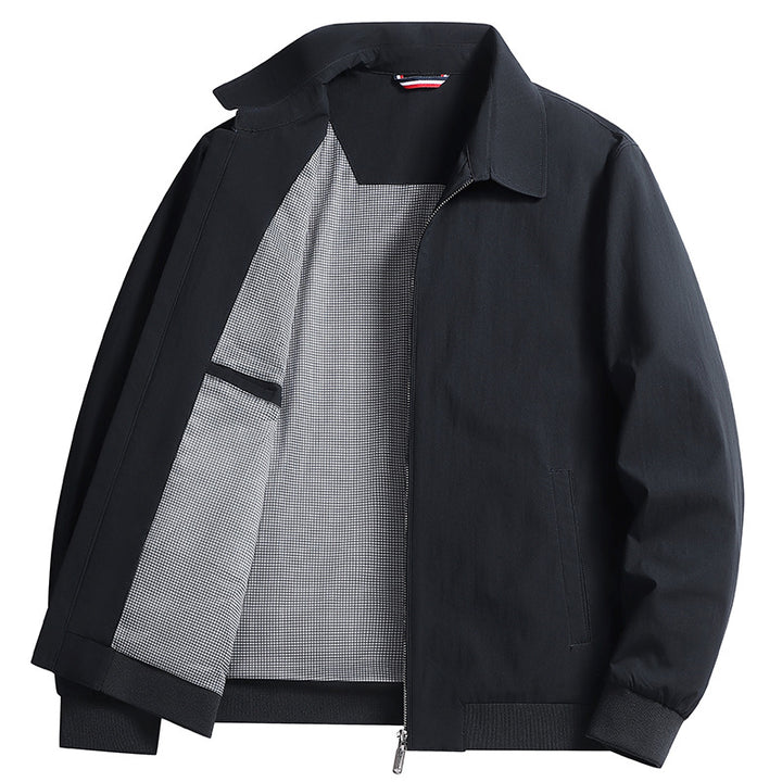Herren Leichte Windjacke mit kariertem Innenfutter, durchgehendem Reißverschluss und Rippbündchen Drune