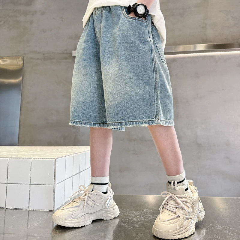 Unisex trendige weit geschnittene Denim-Shorts mit praktischen Taschen Drune