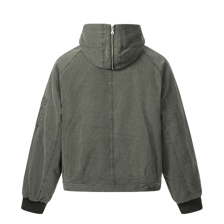 Herren Kurzjacke im Utility‑Look mit hohem Stehkragen und Kapuze Drune