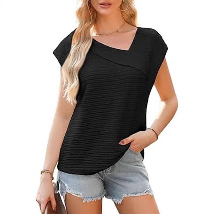 Damen elegantes Oberteil mit asymmetrischem Schnitt und modischem Texturmuster Drune