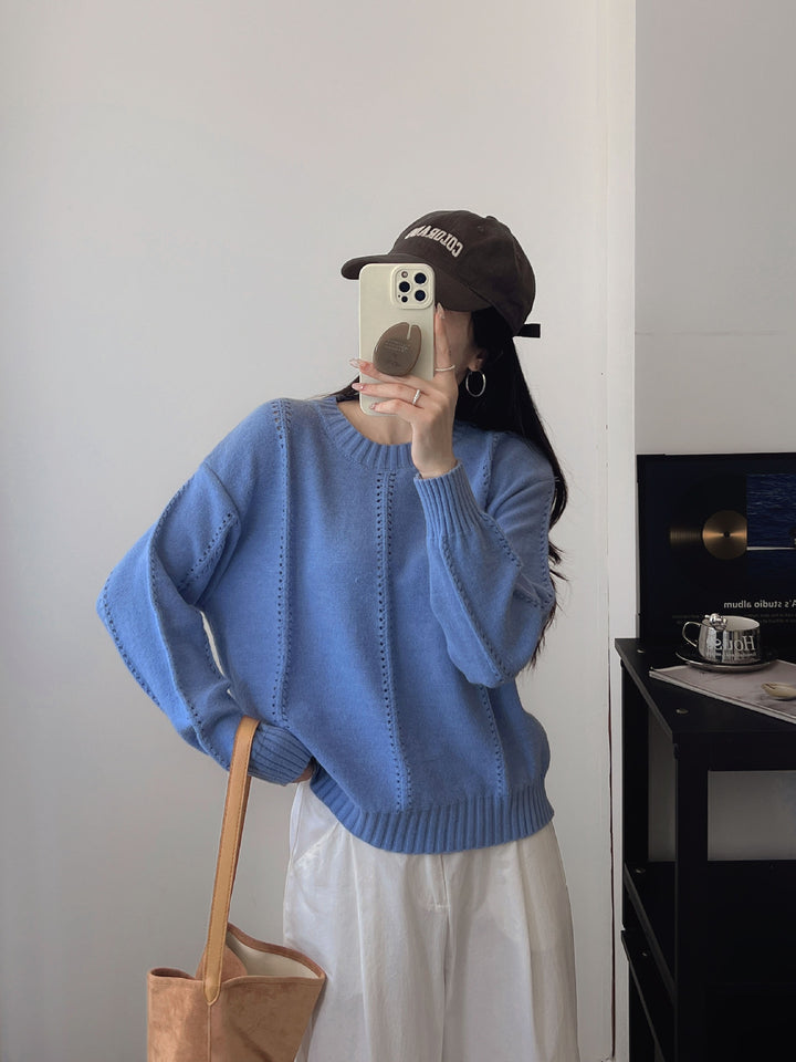Damen Grobstrickpullover mit femininer Silhouette und strukturiertem Design Drune