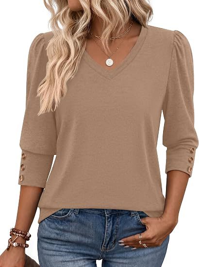 Damen Leopardenmuster V‑Neck Bluse mit 3/4-Ärmeln und geraffter Vorderpartie Drune