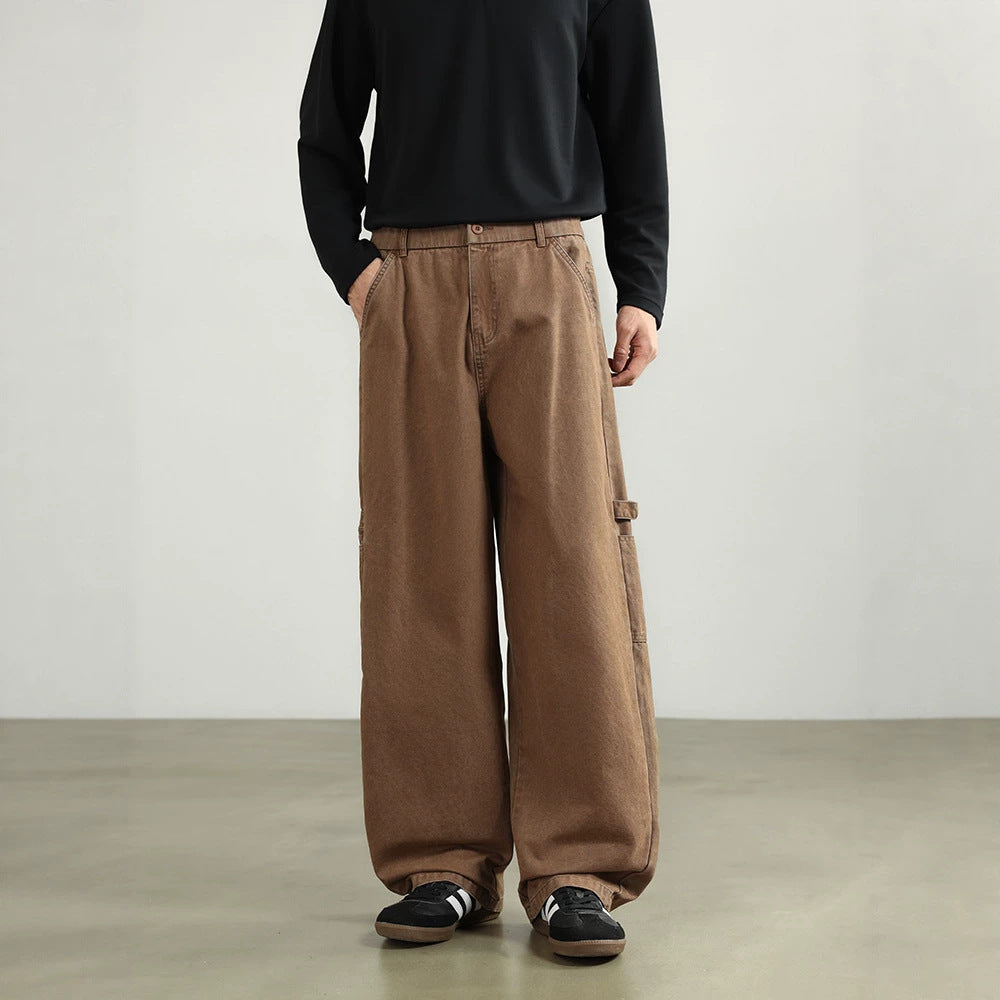 Herren Weite Utility-Cargohose mit elastischem Bund und geradem Bein Drune
