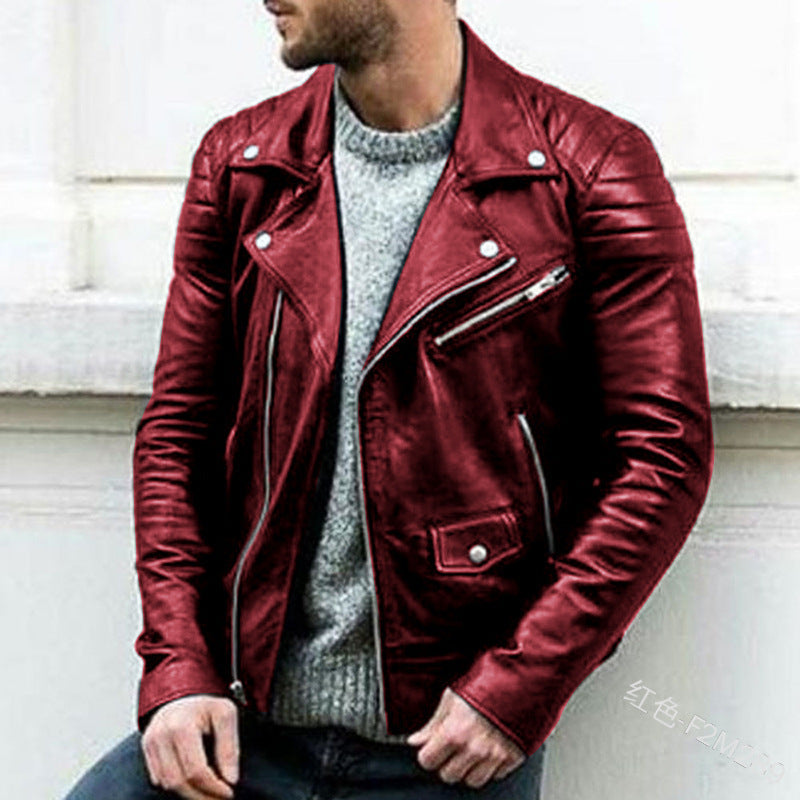 Herren Biker-Lederjacke mit asymmetrischem Reißverschluss und gesteppter Schulterpartie Drune