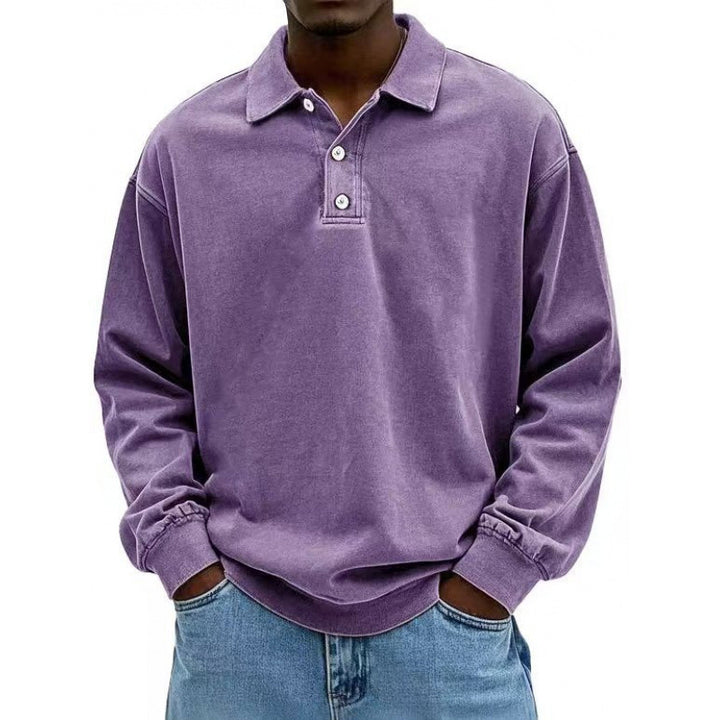 Herren Oversize Langarm Polo aus Baumwollmix Drune