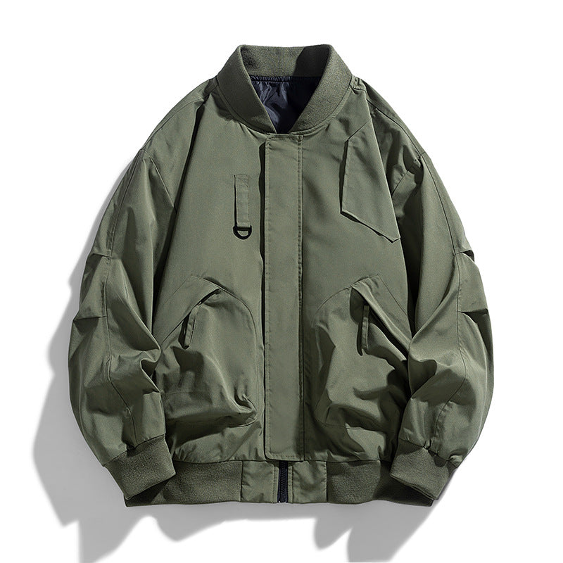 Men's  oversized military-inspired flight bomber jacket with utility pockets Drune
