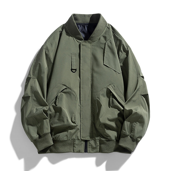 Men's  oversized military-inspired flight bomber jacket with utility pockets Drune