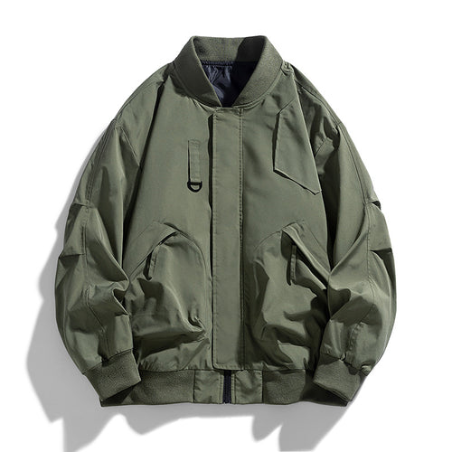 Men's  oversized military-inspired flight bomber jacket with utility pockets Drune