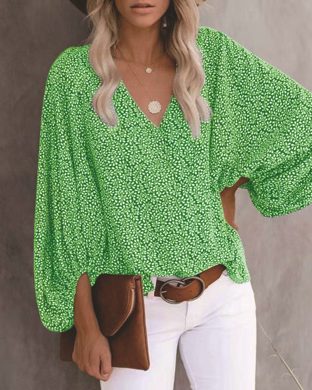 Damen Elegant geschnittene Bluse mit Leopardenmuster und Volantärmeln Drune