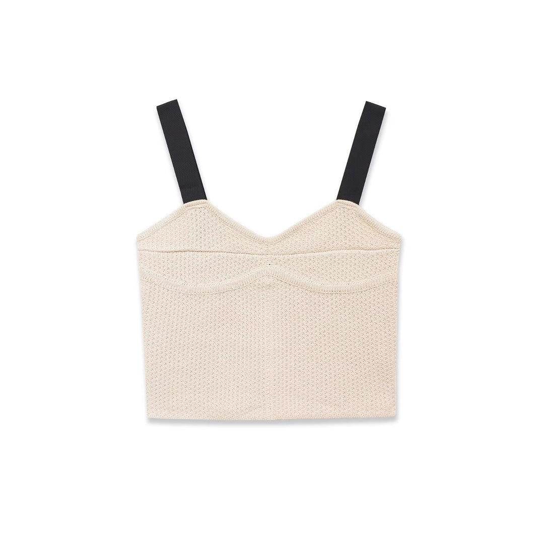 Damen Crop-Top mit elegantem V-Ausschnitt und raffinierter Struktur Drune