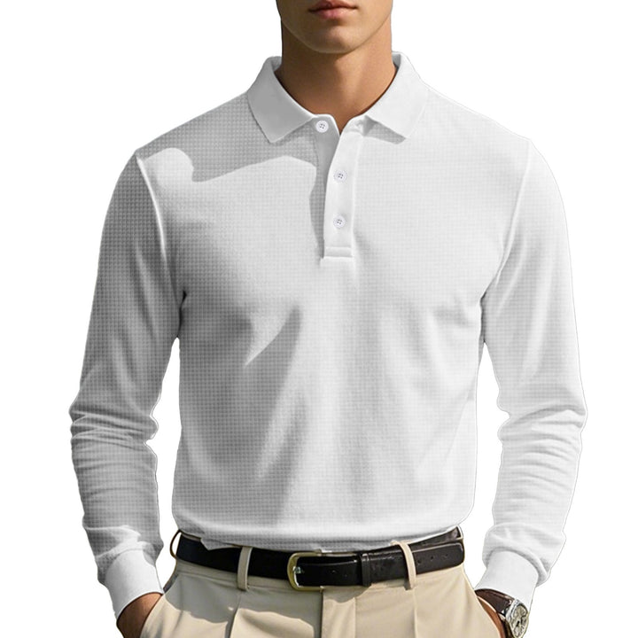 Herren Langarm-Poloshirt aus atmungsaktiver Baumwollmischung Drune